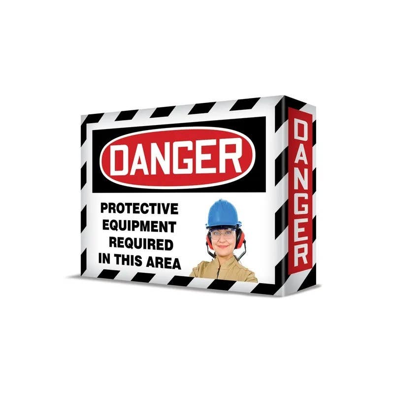 AccuformNMC EDM202 Visual Edge Safety Sign, PPE, Aluminum Face, 10" H x 14" W