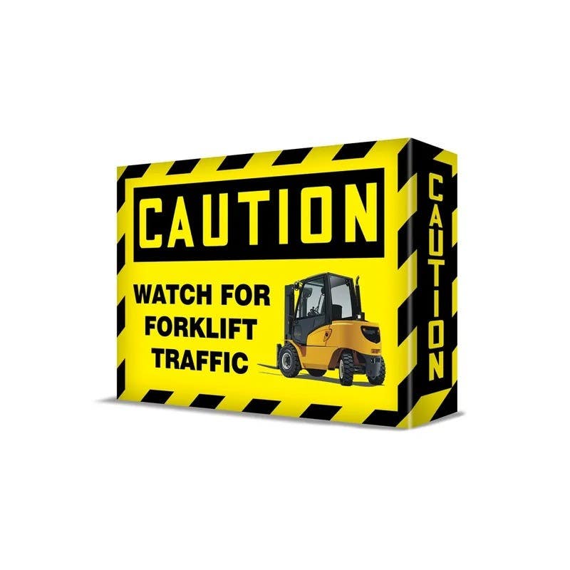 AccuformNMC EDM264 Visual Edge Safety Sign, Forklift, Aluminum Face, 10" H x 14" W
