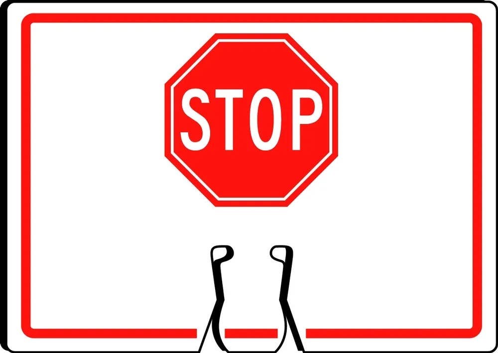 AccuformNMC FBC738 Cone Top Warning Sign, Stop, 10" H x 14" W