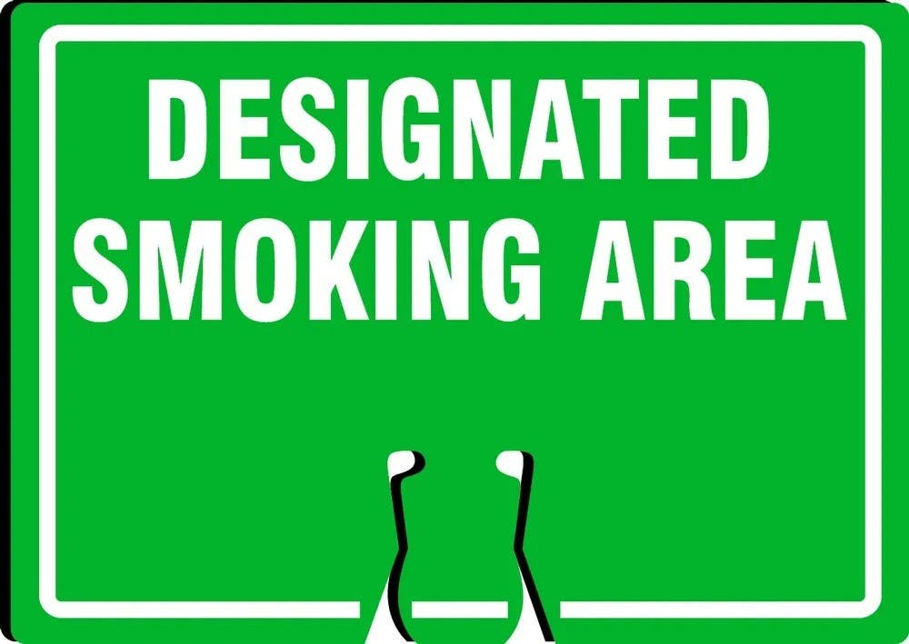 AccuformNMC FBC743 Cone Top Warning Sign, Designated Smoking Area, 10" H x 14" W