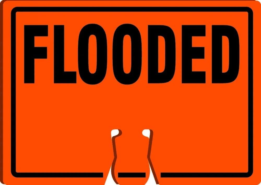 AccuformNMC FBC753 Cone Top Warning Sign, Flooded, 10" H x 14" W