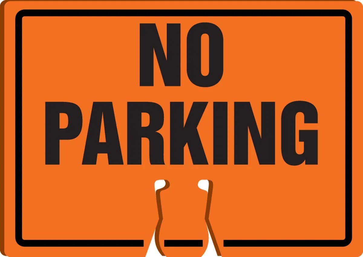 AccuformNMC FBC756 Cone Top Warning Sign, No Parking, 10" H x 14" W
