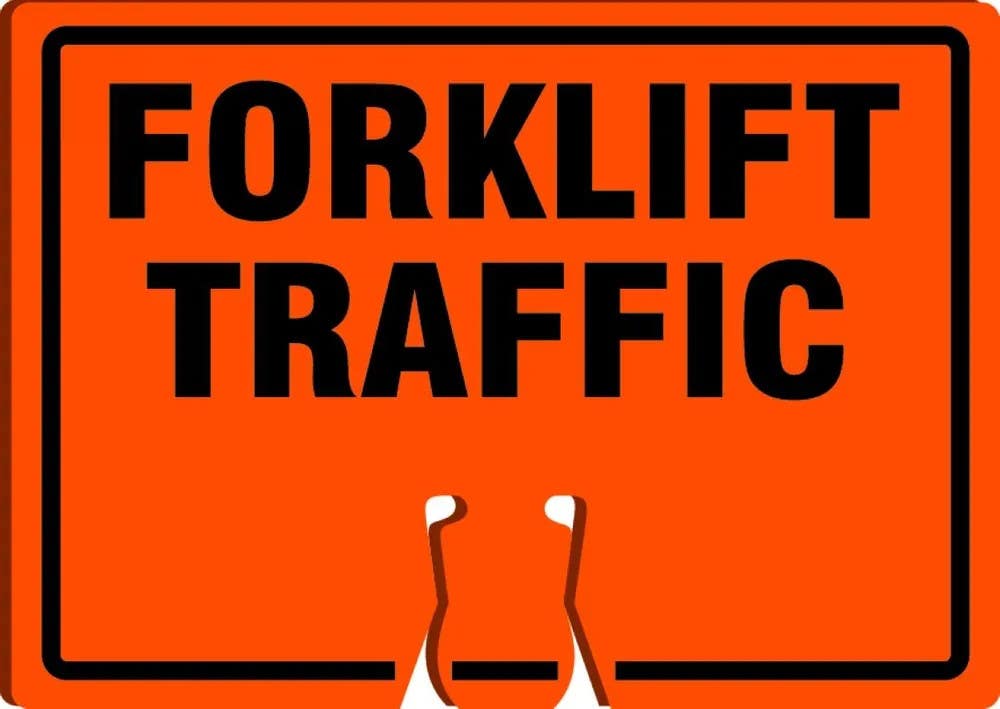 AccuformNMC FBC759 Cone Top Warning Sign, Forklift Traffic, 10" H x 14" W