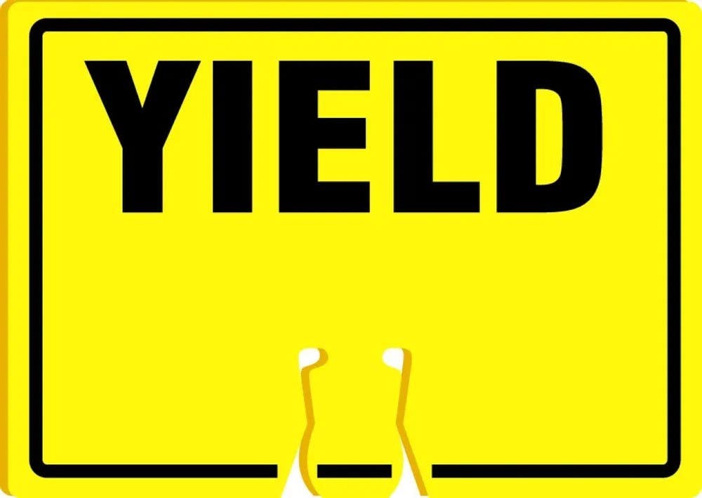 AccuformNMC FBC767 Cone Top Warning Sign, Yield, 10" H x 14" W