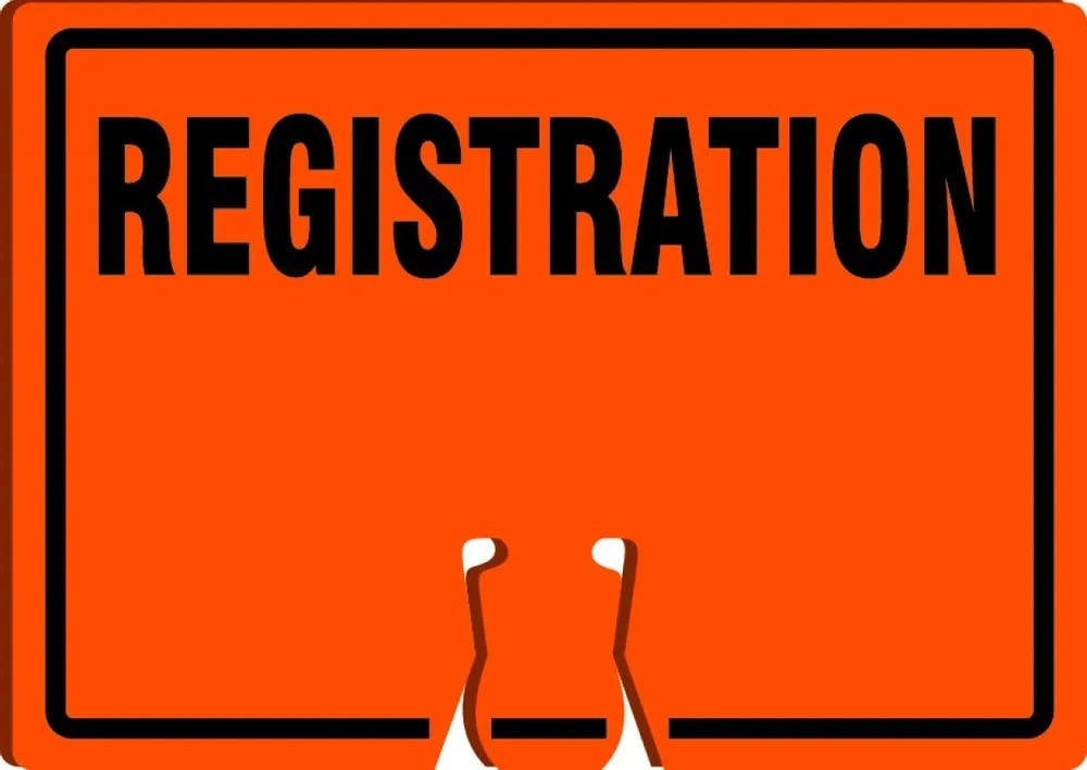 AccuformNMC FBC769 Cone Top Warning Parking Sign, Registration, 10" H x 14" W