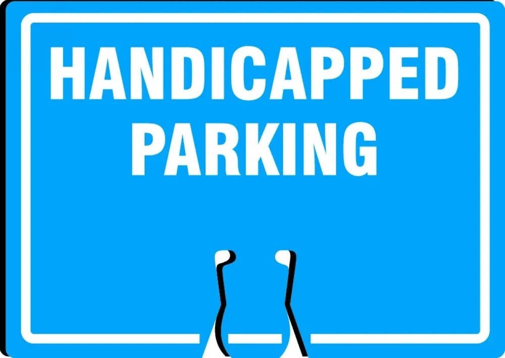AccuformNMC FBC777 Cone Top Warning Sign, Handicapped Parking, 10" H x 14" W