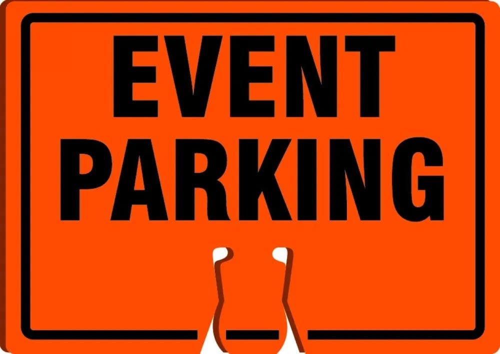 AccuformNMC FBC780 Cone Top Warning Sign, Event Parking, 10" H x 14" W