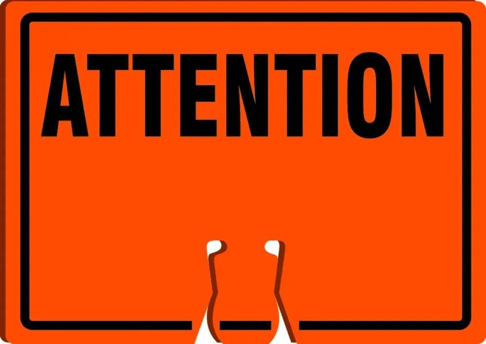 AccuformNMC FBC783 Cone Top Warning Sign, Attention, French, 10" H x 14" W