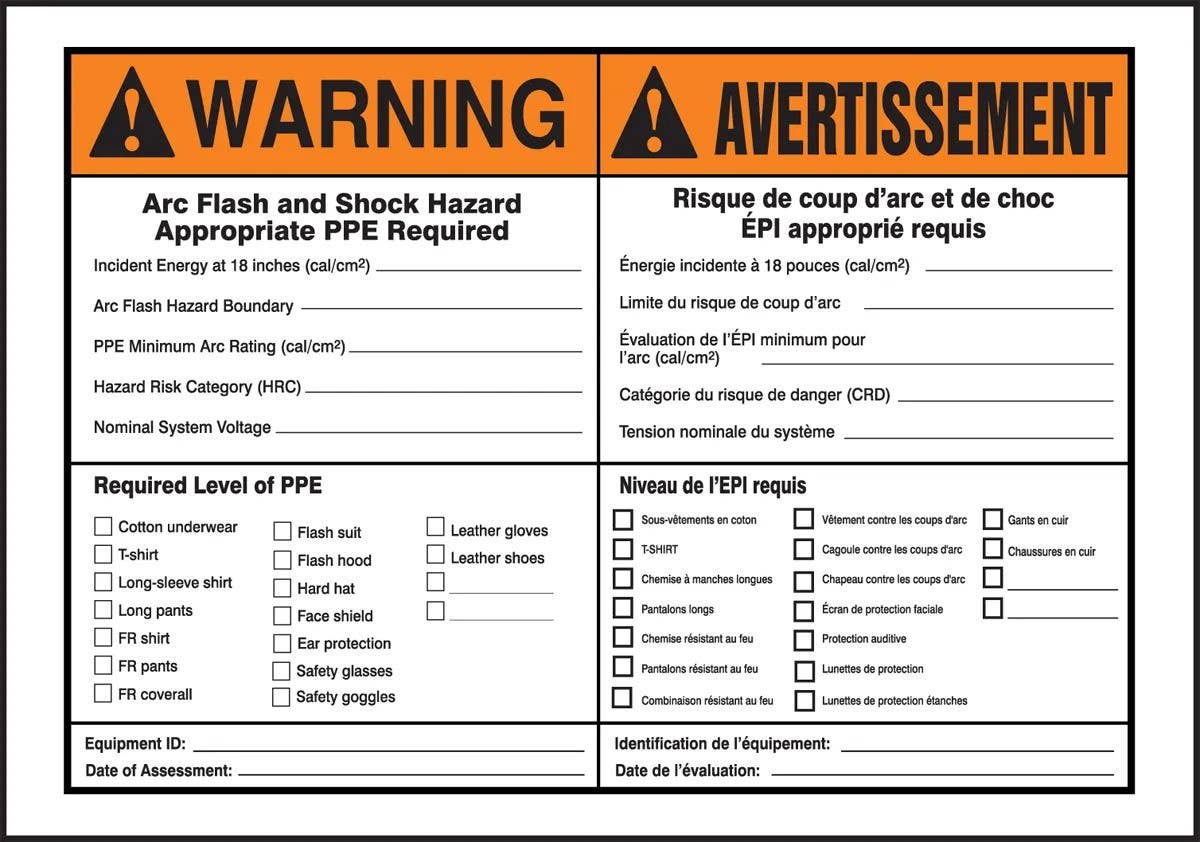 AccuformNMC FBLELC ANSI Bilingual Warning Safety Label, Arc Flash And Shock Hazard…, Adhesive Dura-Vinyl