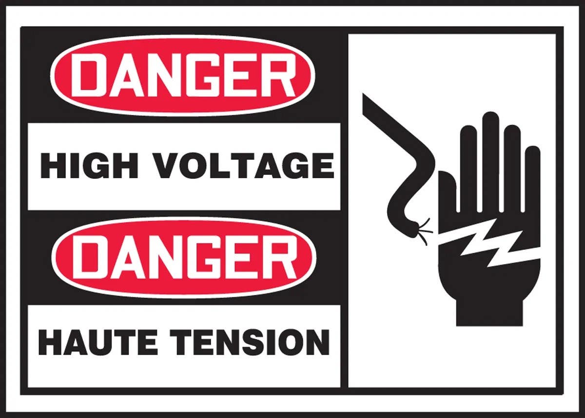 AccuformNMC FBLELC055XVE French Bilingual OSHA Danger Electrical Safety Label, High Voltage, Adhesive Dura-Vinyl