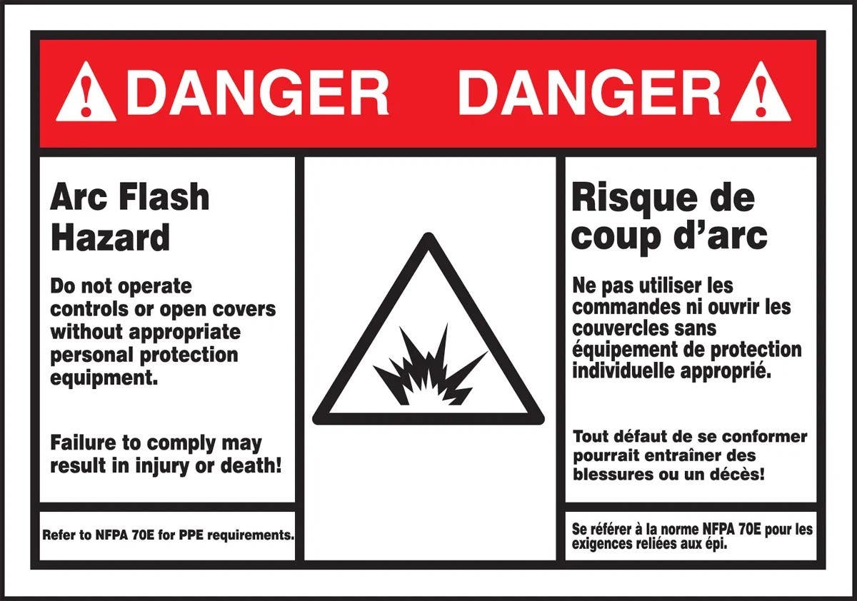 AccuformNMC FBLSPS149 Bilingual ANSI Danger Arc Flash Protection Label, Arc Flash Hazard, Adhesive Dura-Vinyl