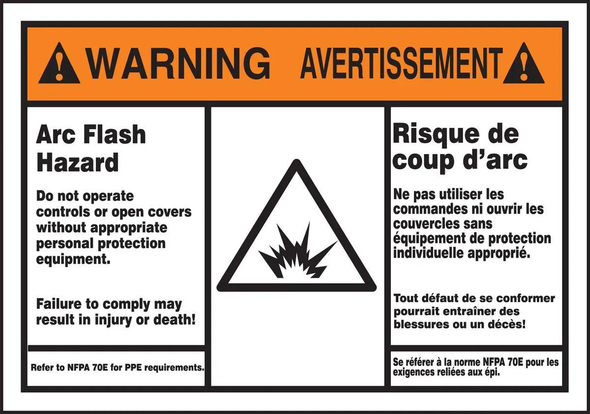 AccuformNMC FBLSPS374 Bilingual ANSI Warning Arc Flash Protection Label, Arc Flash Hazard, Adhesive Dura-Vinyl