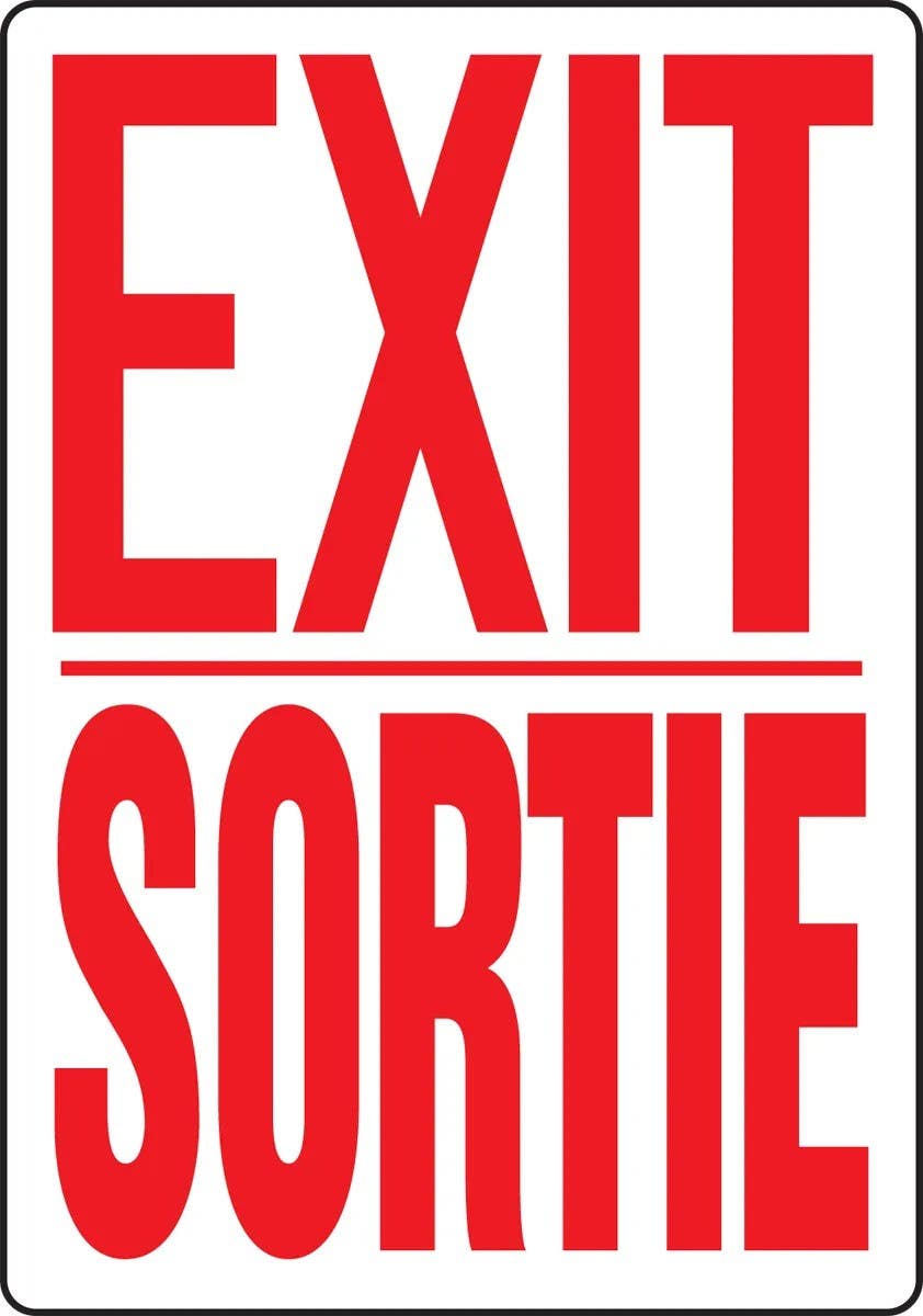 AccuformNMC FBMADC501 Bilingual French Safety Sign, Exit / Sortie, 14" H x 10" W