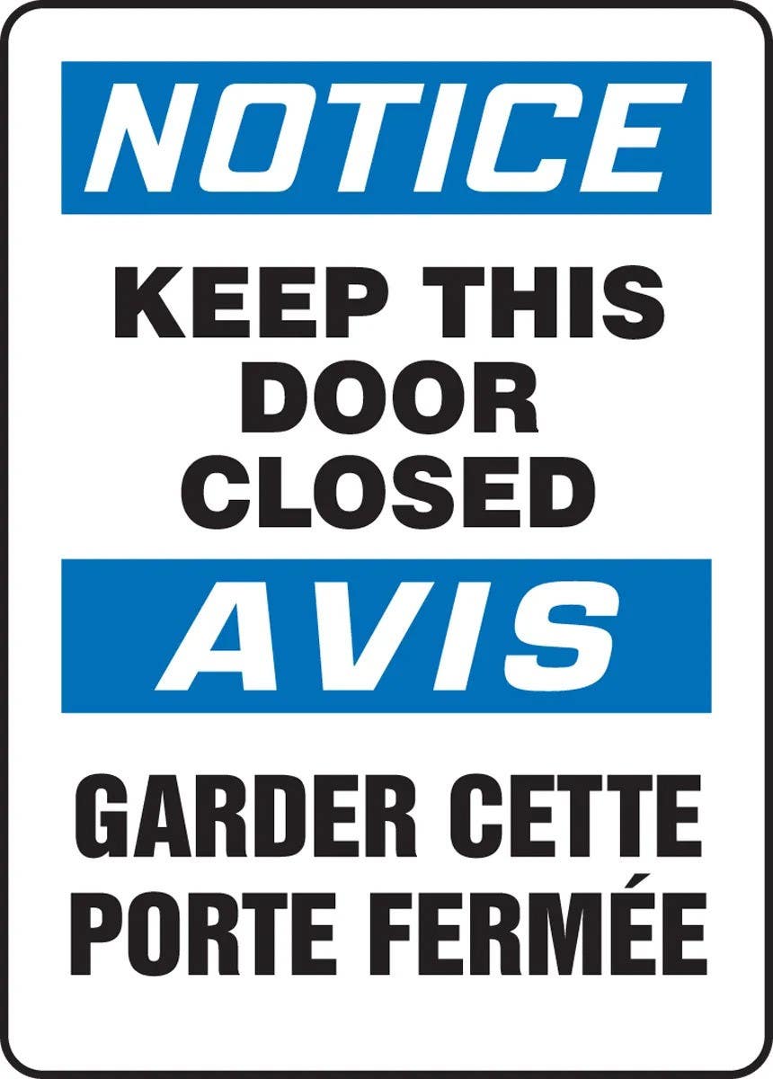 AccuformNMC FBMABR Bilingual OSHA Notice Safety Sign, Keep This Door Closed