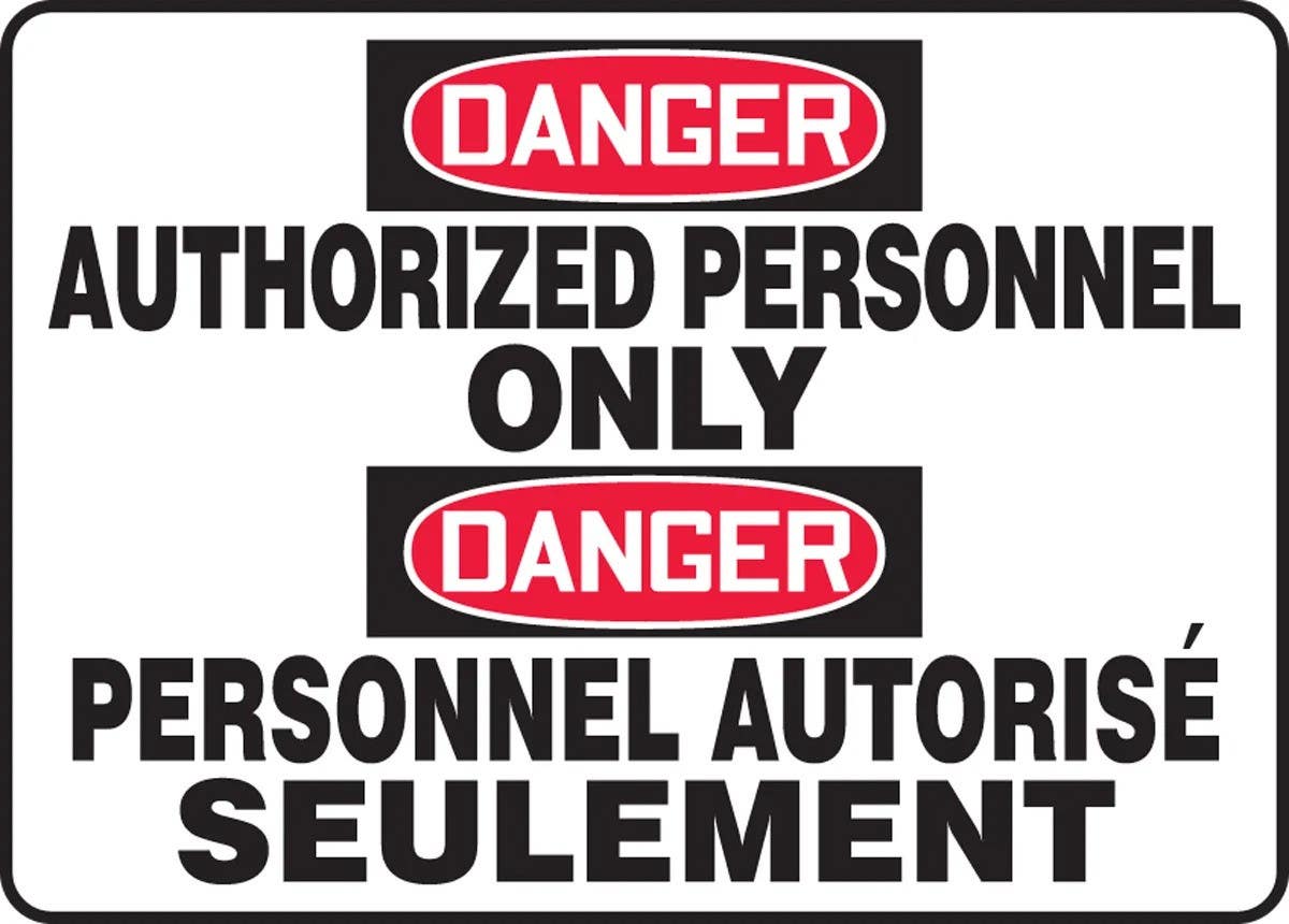 AccuformNMC FBMADM006M Bilingual OSHA Danger Safety Sign, Authorized Personnel Only, 10" H x 14" W