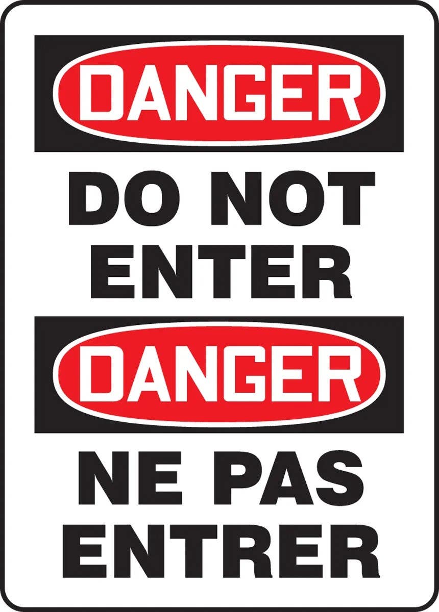 AccuformNMC FBMADM Bilingual Danger Safety Sign, Do Not Enter
