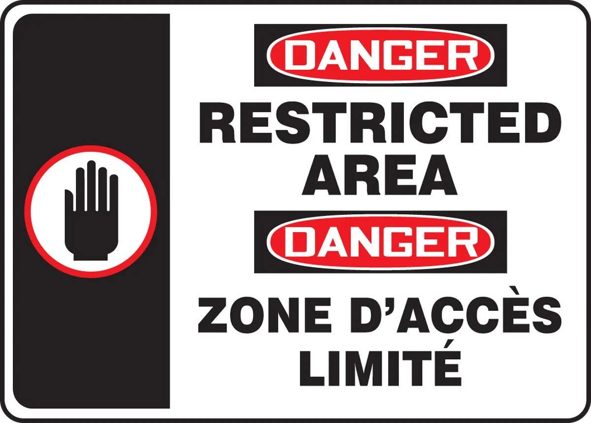 AccuformNMC FBMADM Bilingual OSHA Danger Saftey Sign, Restricted Area