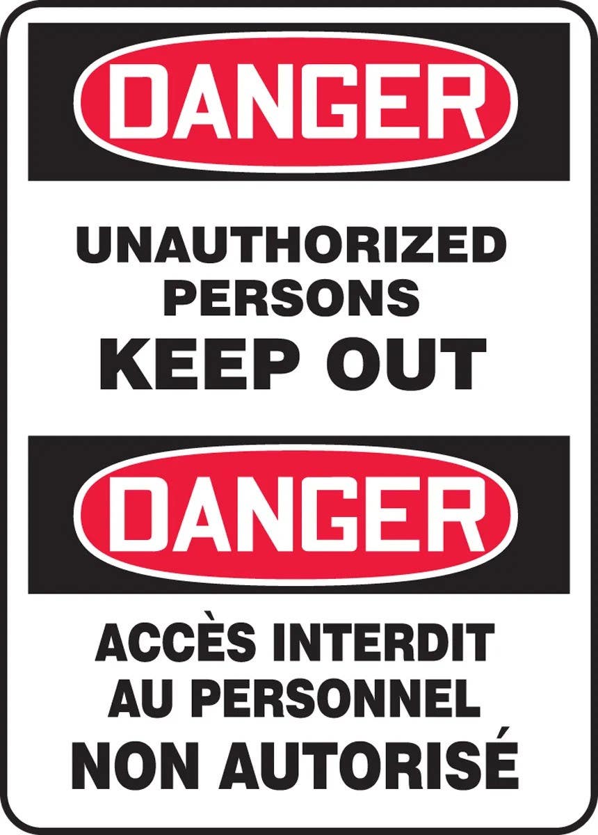 AccuformNMC FBMADM155 Bilingual OSHA Danger Safety Sign, Unauthorized Persons Keep Out, 14" H x 10" W