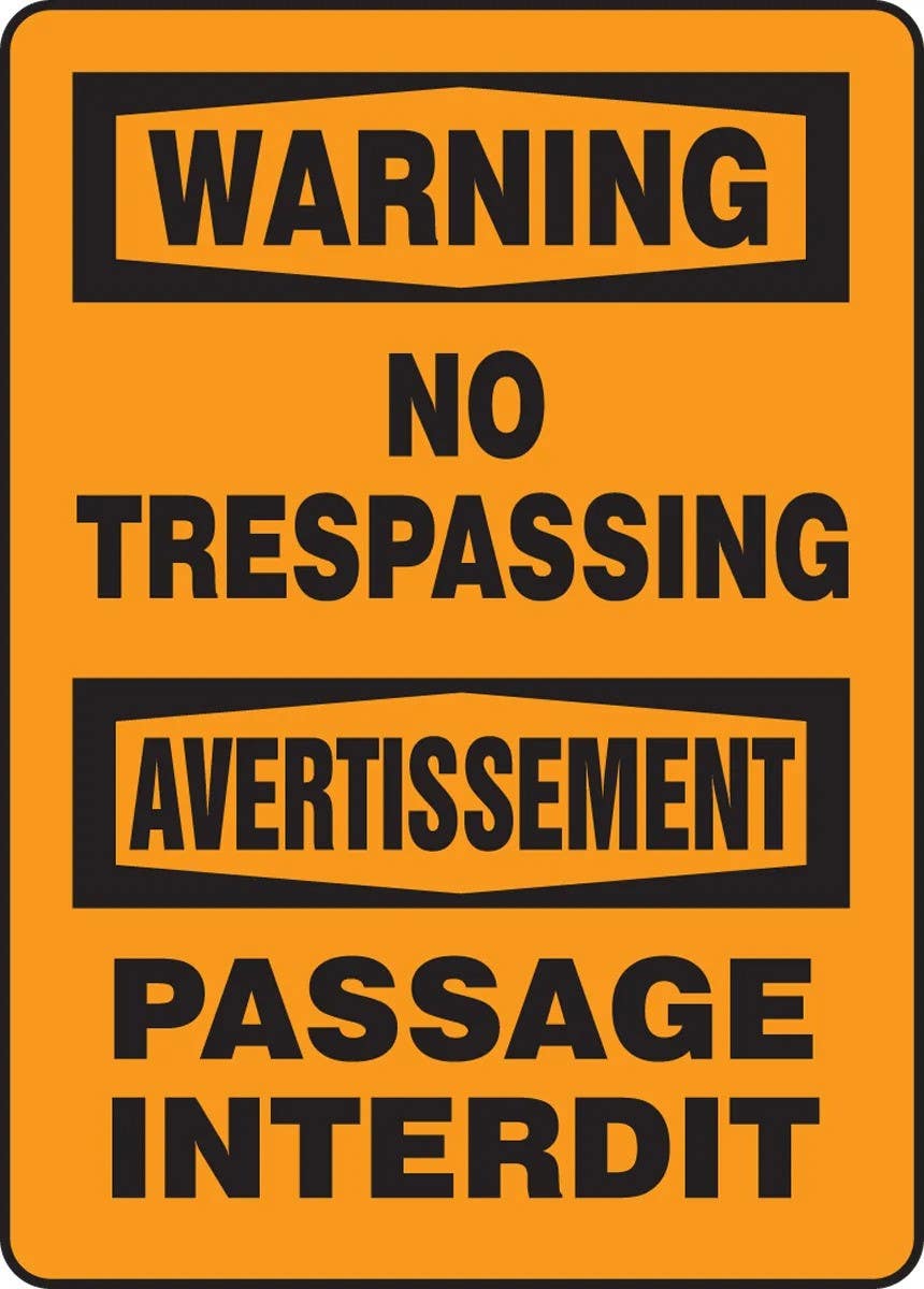 AccuformNMC FBMA Bilingual OSHA Warning Safety Sign, No Trespassing