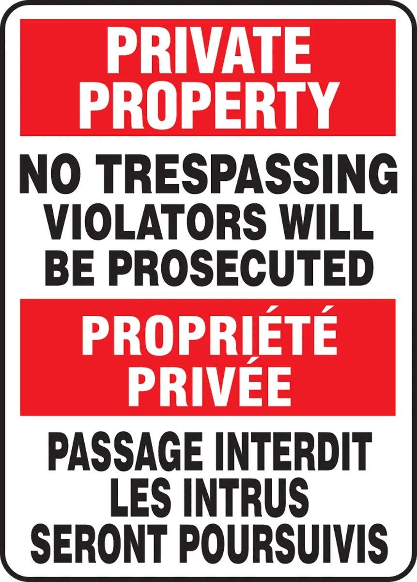 AccuformNMC FBMATR510 Bilingual Private Property Safety Sign, No Trespassing…, 14" H x 10" W