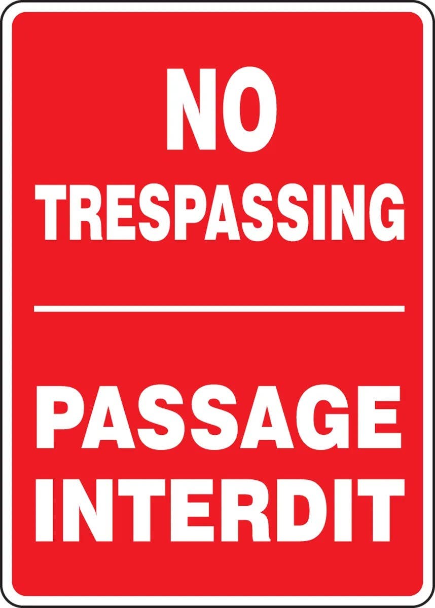 AccuformNMC FBMATR539 Bilingual Safety Sign, No Trespassing, 14" H x 10" W
