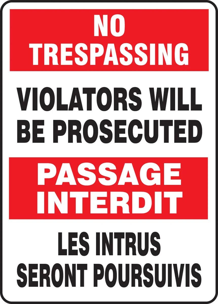 AccuformNMC FBMATR900 Bilingual No Trespassing Safety Sign, Violators Will Be Prosecuted, 14" H x 10" W