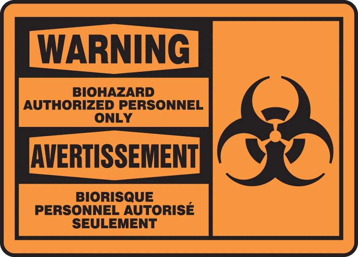 AccuformNMC FBMBHZ Warning, Biohazard Authorized Personnel Only