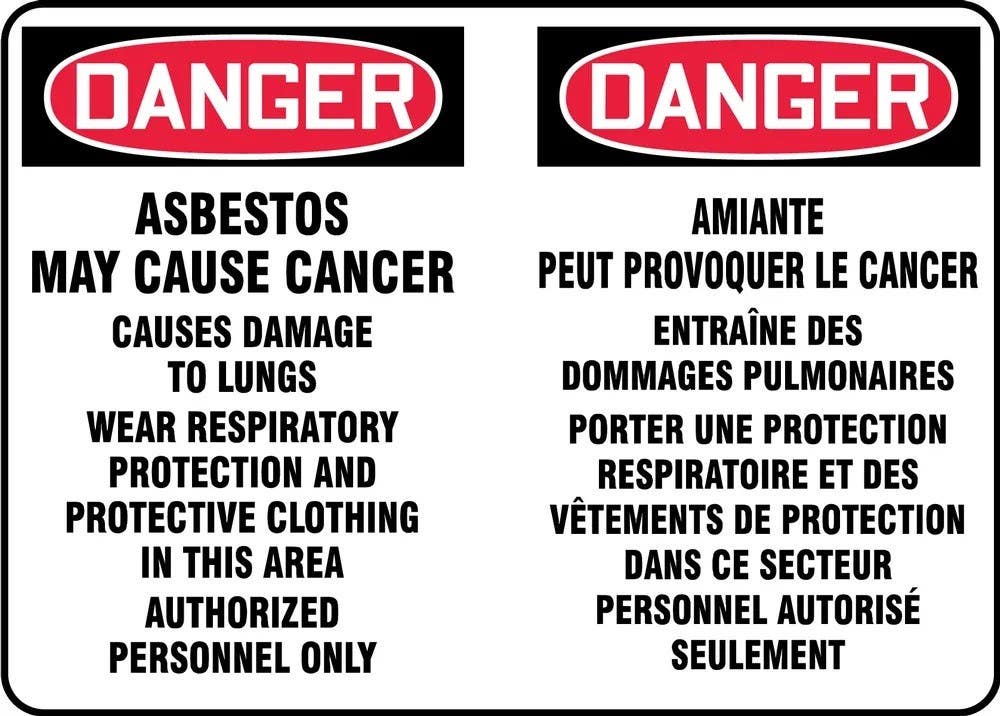 AccuformNMC FBMCAW133 Bilingual OSHA Danger Sign, Asbestos May Cause Cancer, 14" H x 20" W