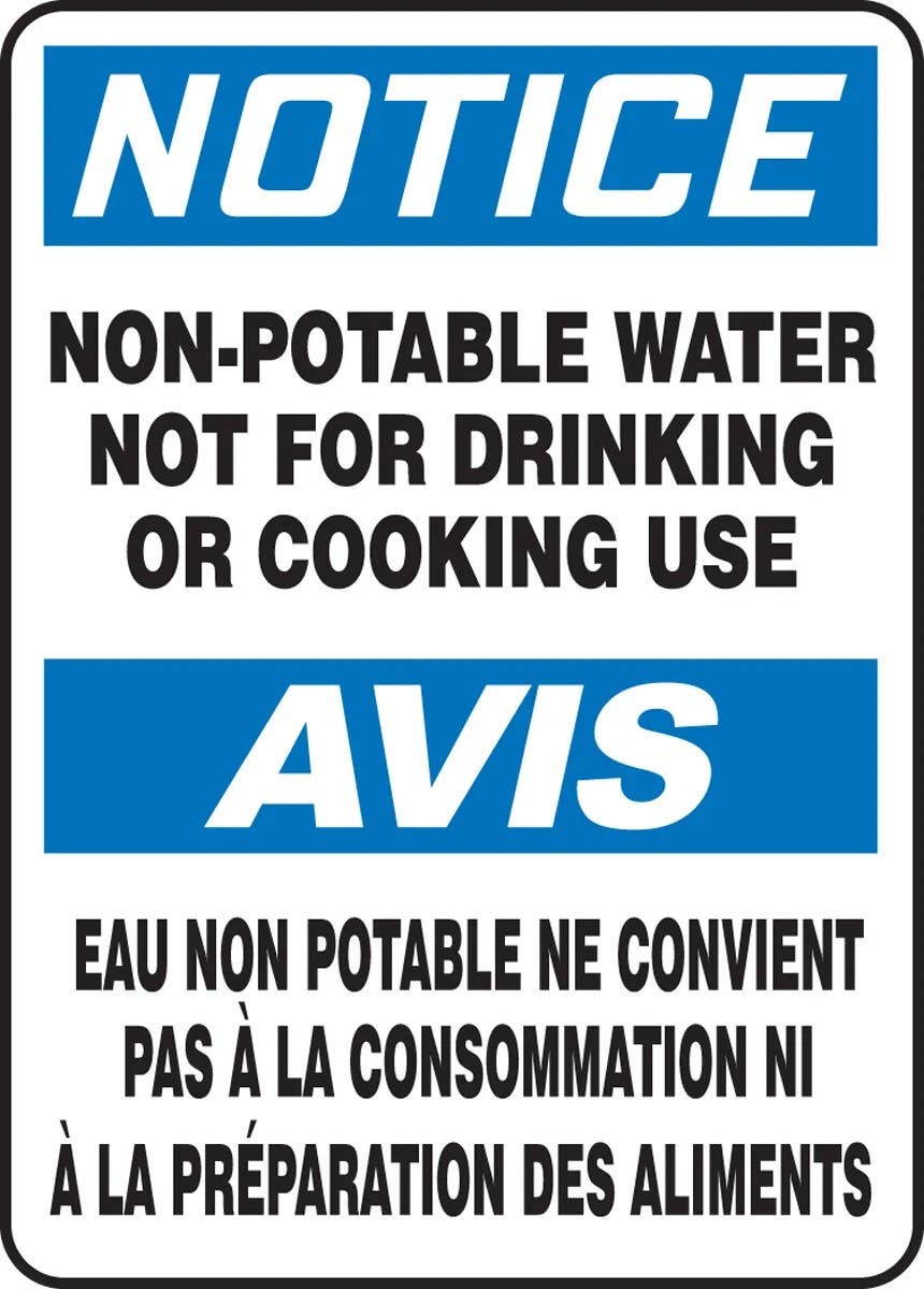 AccuformNMC FBMCAW805 Bilingual French Sign, Non-Potable Water, 14" H x 10" W