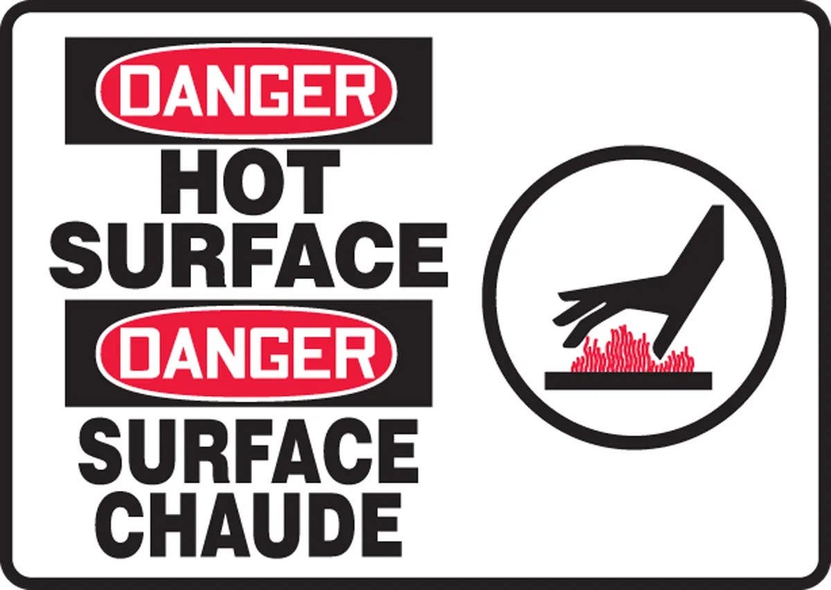 AccuformNMC FBMCEQ113M Bilingual OSHA Danger Safety Sign, Hot Surface, 7" H x 10" W