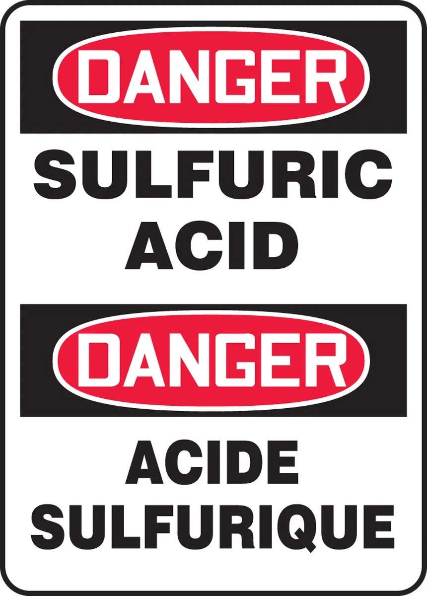 AccuformNMC FBMCHG014 Bilingual Safety Sign, Danger, Sulfuric Acid