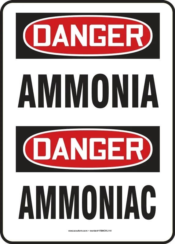 AccuformNMC FBMCH OSHA Danger Safety Sign, Ammonia