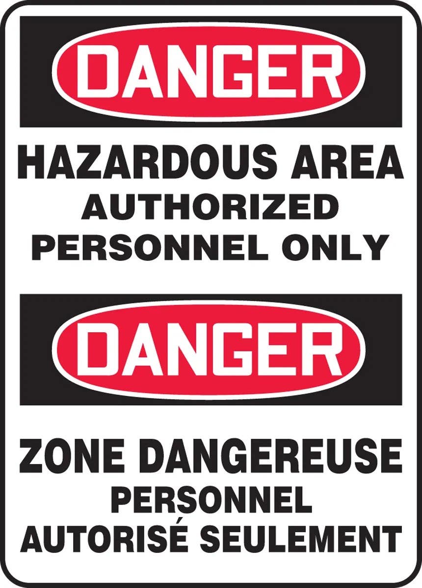 AccuformNMC FBMCHG028 Bilingual OSHA Danger Safety Sign, Hazardous Area…, 14" H x 10" W