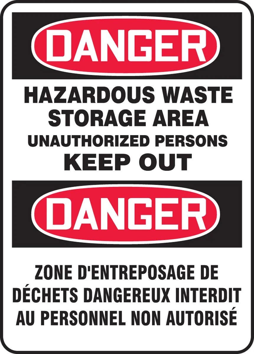 AccuformNMC FBMCHG Bilingual French Sign, Hazardous Waste