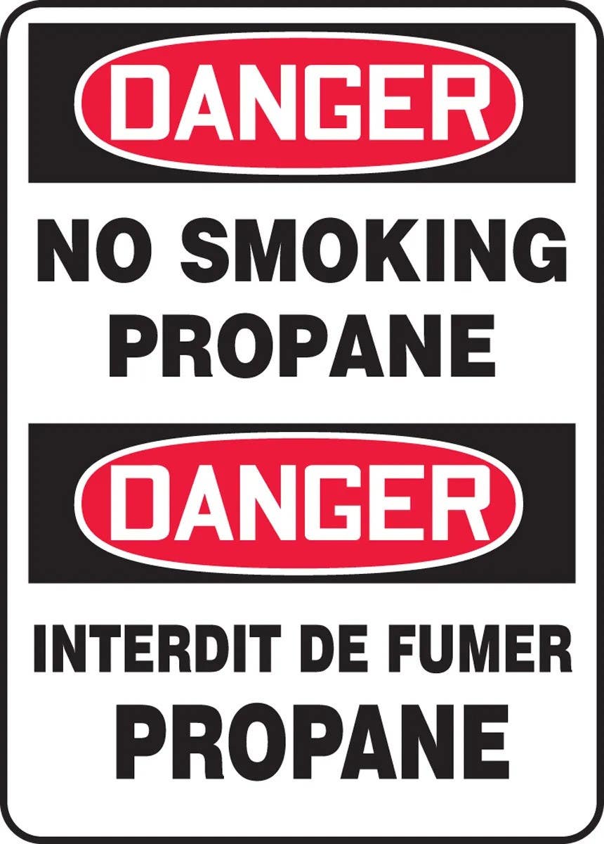 AccuformNMC FBMCHG097 Bilingual OSHA Danger Safety Sign, No Smoking, Propane, 14" H x 10" W