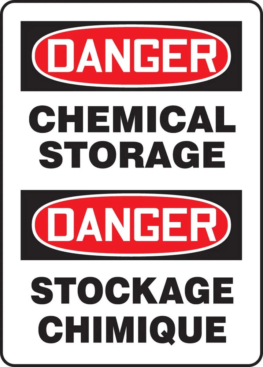 AccuformNMC FBMCHL Bilingual Safety Sign, Chemical Storage