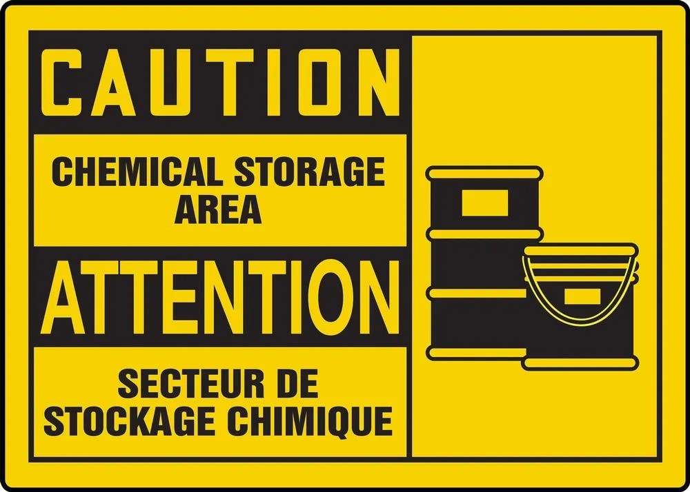 AccuformNMC FBMCHL615M Bilingual French Sign, Chemical Storage Area, 10" H x 14" W