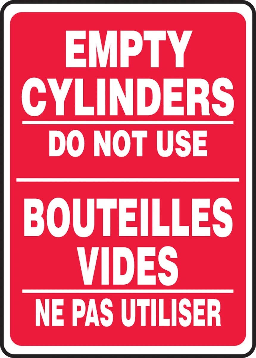 AccuformNMC FBMCPG526 Bilingual French Sign, Empty Cylinders, Do Not Use, 14" H x 10" W