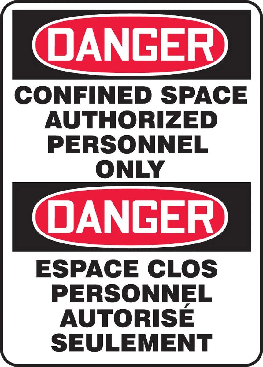 AccuformNMC FBMCSP Bilingual Safety Sign, Danger, Confined Space Authorized Personnel Only