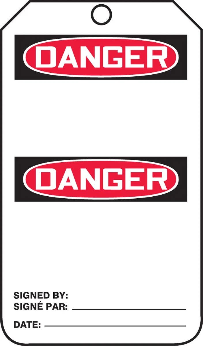 AccuformNMC FBMDT260PTM Bilingual French Tag, Header, RP Plastic, 5-7/8" H x 3-3/8" W, 5/PK