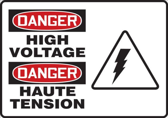 AccuformNMC FBMELC Bilingual OSHA Danger Safety Sign, High Voltage