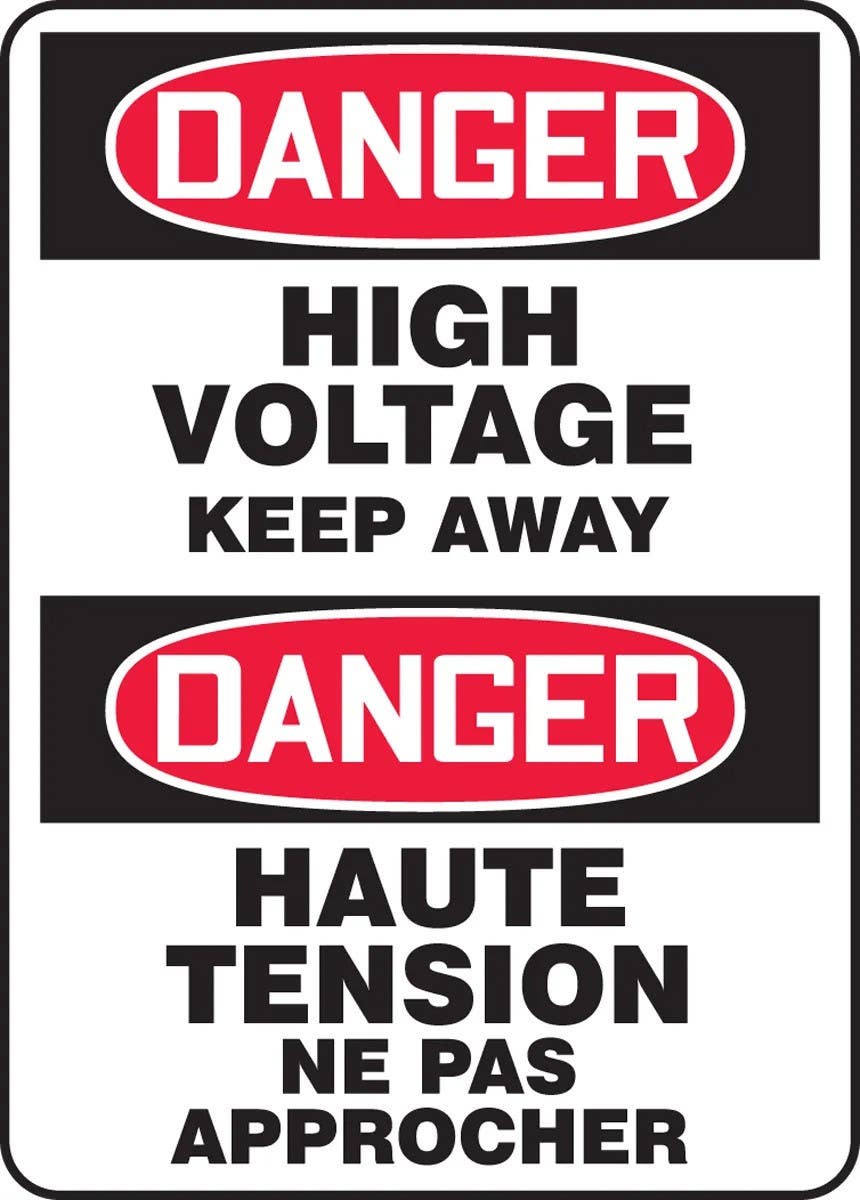 AccuformNMC FBMELC Bilingual Safety Sign, Danger, High Voltage Keep Away