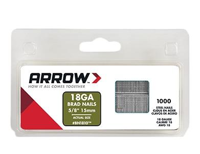 Arrow Fastener BN1810CS 5/8" Brown Brad Nails, 1000pk.