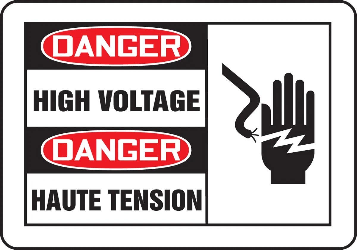 AccuformNMC FBMELC Bilingual French Sign, Danger, High Voltage