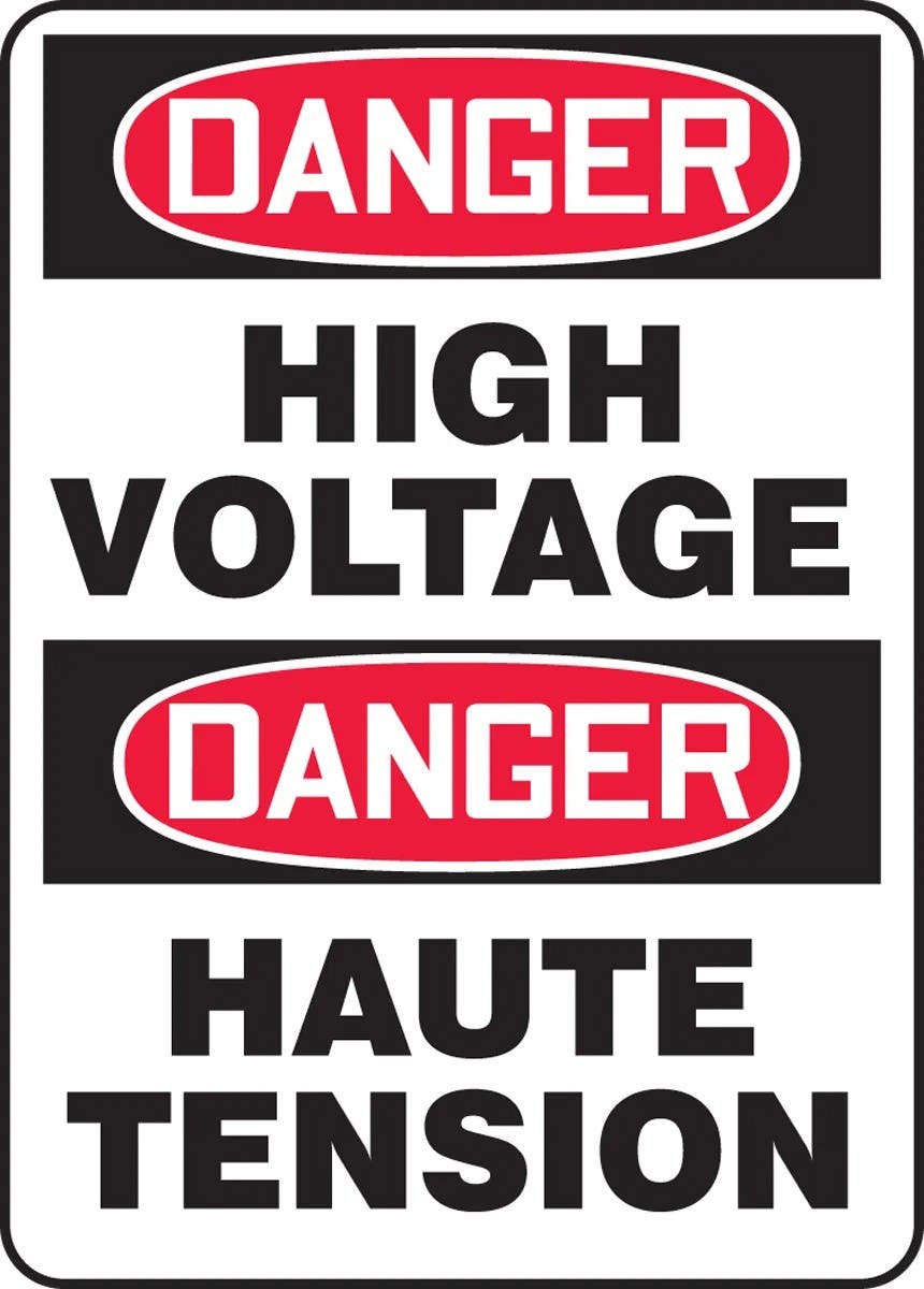 AccuformNMC FBMELC Bilingual Safety Sign, Danger, High Voltage