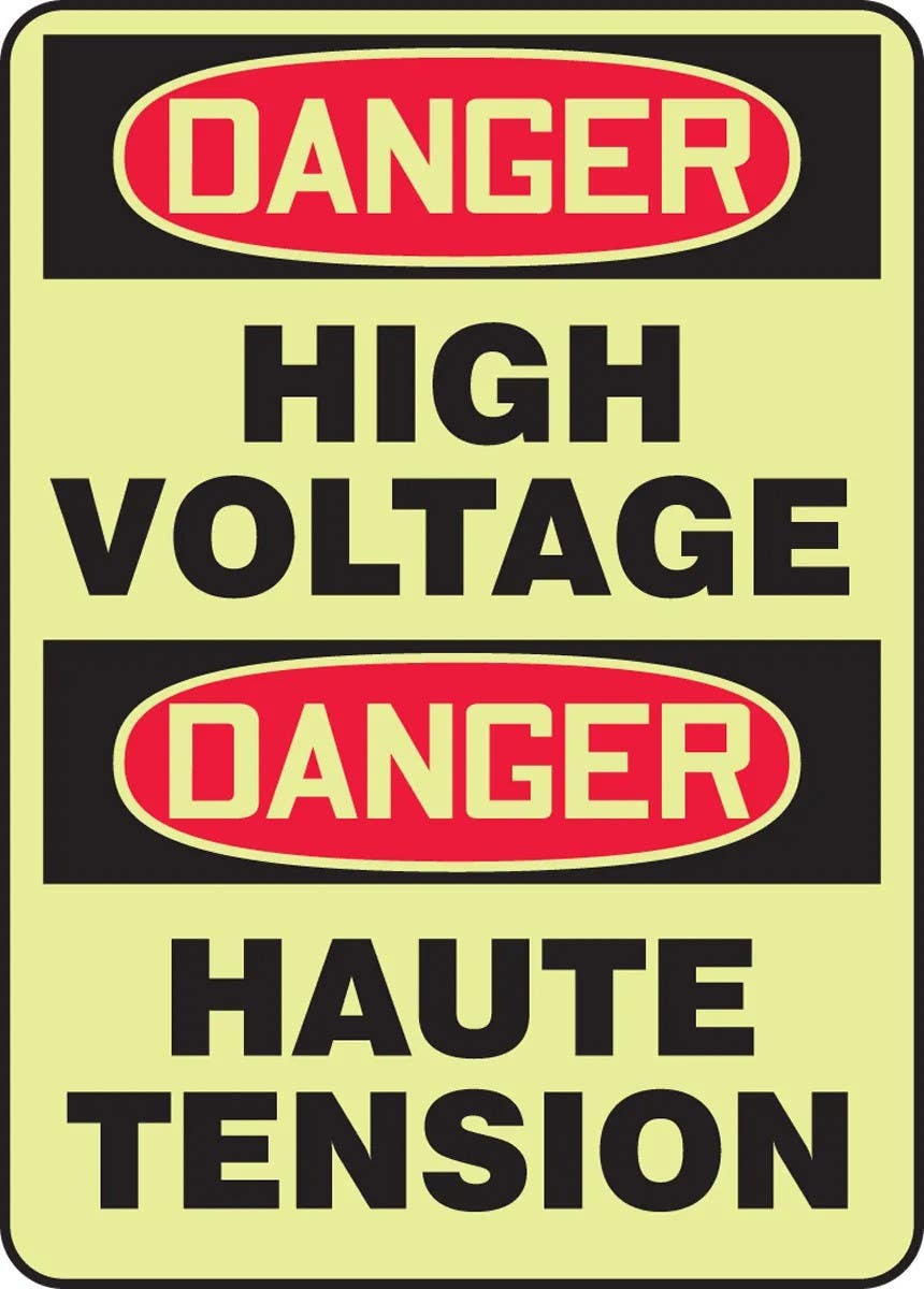 AccuformNMC FBMELC152 Bilingual Safety Sign, Danger, High Voltage, 14" H x 10" W