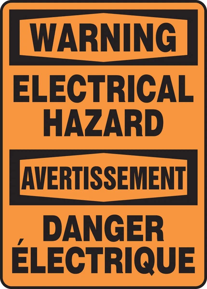 AccuformNMC FBMELC Bilingual OSHA Warning Safety Sign, Electrical Hazard