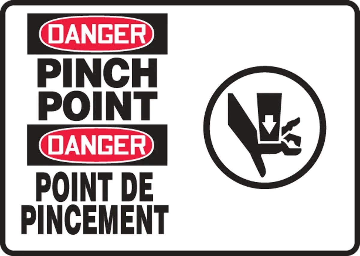 AccuformNMC FBMEQT Bilingual OSHA Danger Safety Sign, Pinch Point