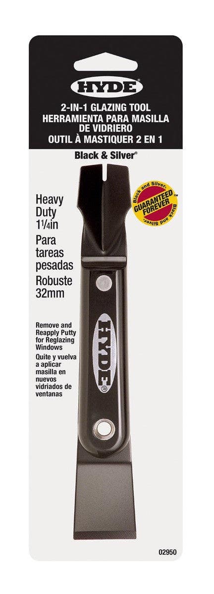 Hyde Tools 02950 2-in-1 Glazing Tool, Black & Silver