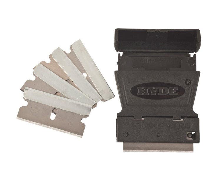 Hyde Tools 13030 Mini Glass Scraper, stores 5 razor blades in handle(blades included)